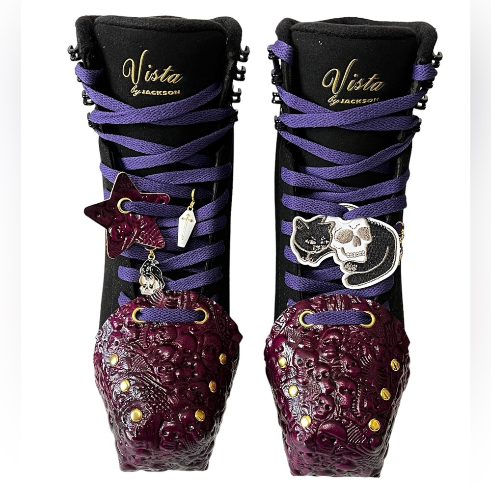 Purple Skeleton Leather Toe Guards for Roller Skates Toe Caps